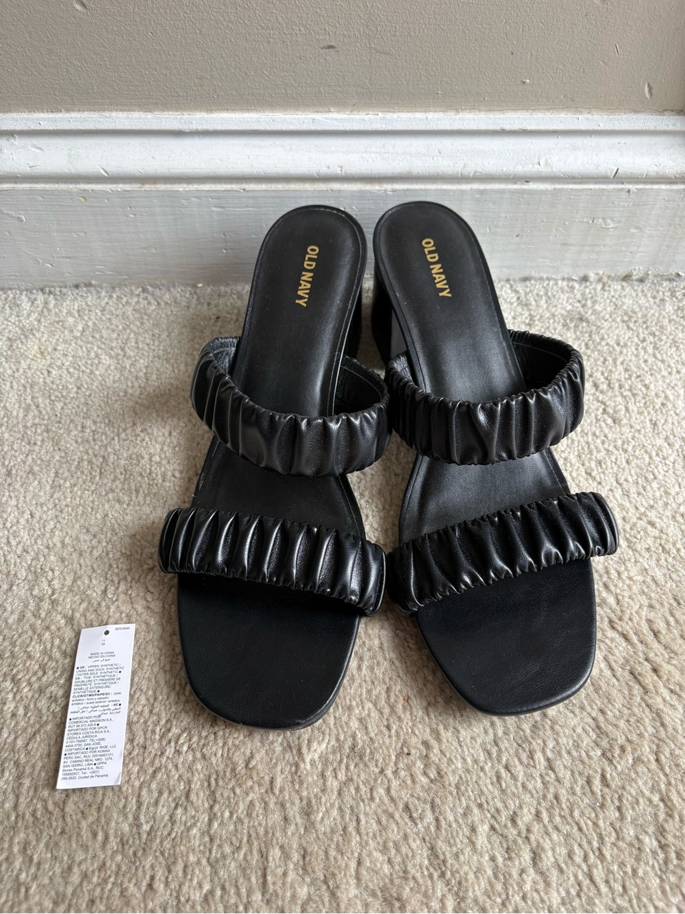 NEW faux leather strappy block heel Old Navy mule sandals for women, size 11